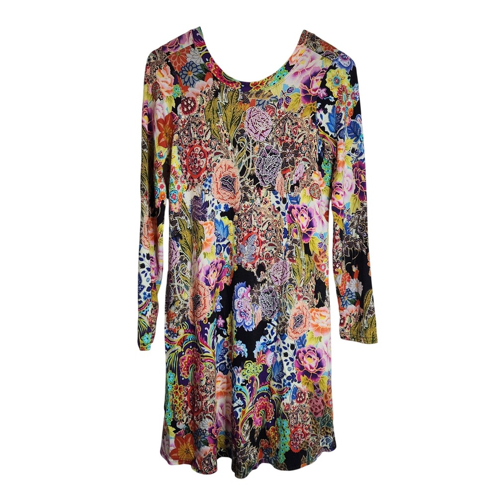 Uncle Frank Dress Women's Small Floral Art to Wear Long Sleeve Bright Colors